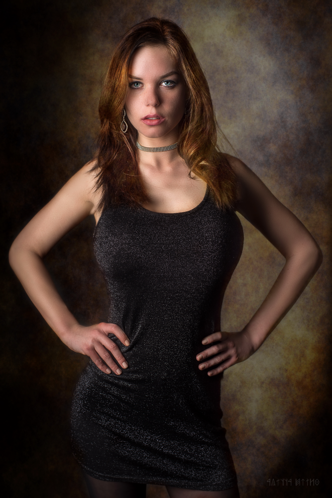 Woman portrait studio composite background
